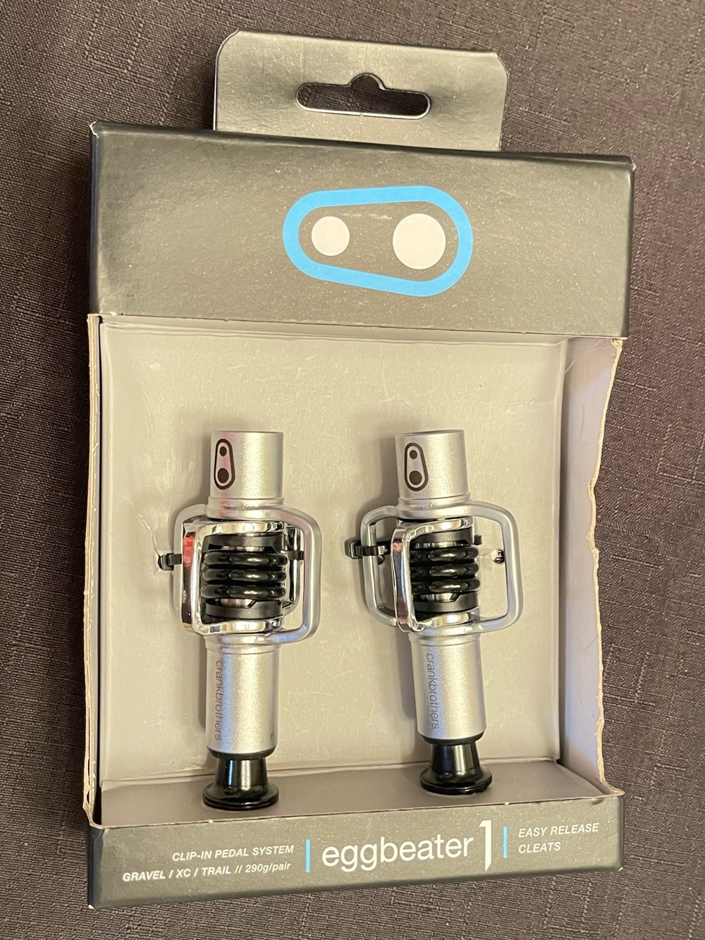 NIB Crankbrothers Eggbeater 1 MTB Bike Pedals Silver/Blk Clip-In Set New Cleats